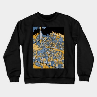 Hamilton Map Pattern in Blue & Gold Crewneck Sweatshirt